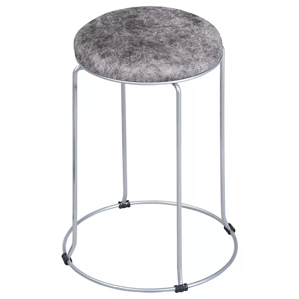 Swagath Steelo Stool Grey Cushioned Seat with M.S. Base Pre-Assembled Type 80 Kg Load Capacity Grey Seat Color, STEELO MS DELUXE-D.GREY-1
