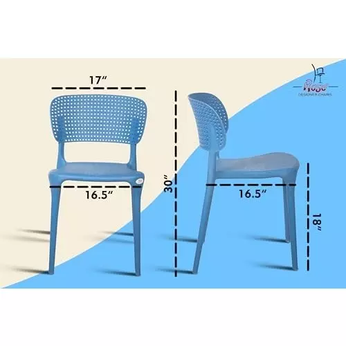 Rose Eva Cafe Elegant Chairs With Backrest Mid Back Blue (Set of 4)