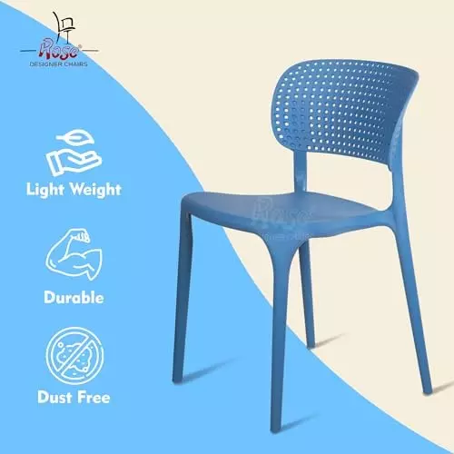 Rose Eva Cafe Elegant Chairs With Backrest Mid Back Blue (Set of 4)