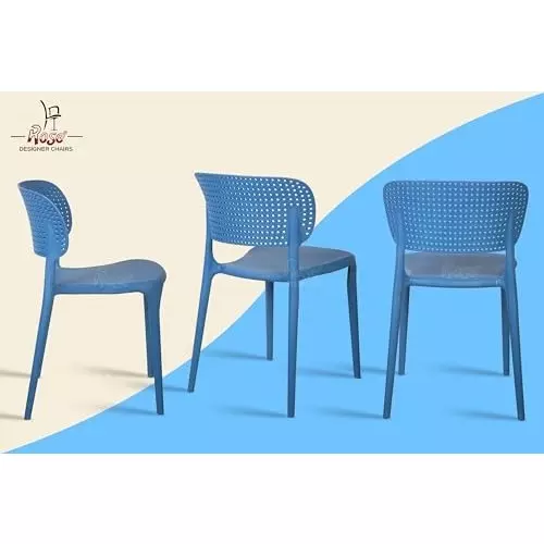 Rose Eva Cafe Elegant Chairs With Backrest Mid Back Blue (Set of 4)