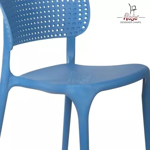 Rose Eva Cafe Elegant Chairs With Backrest Mid Back Blue (Set of 4)