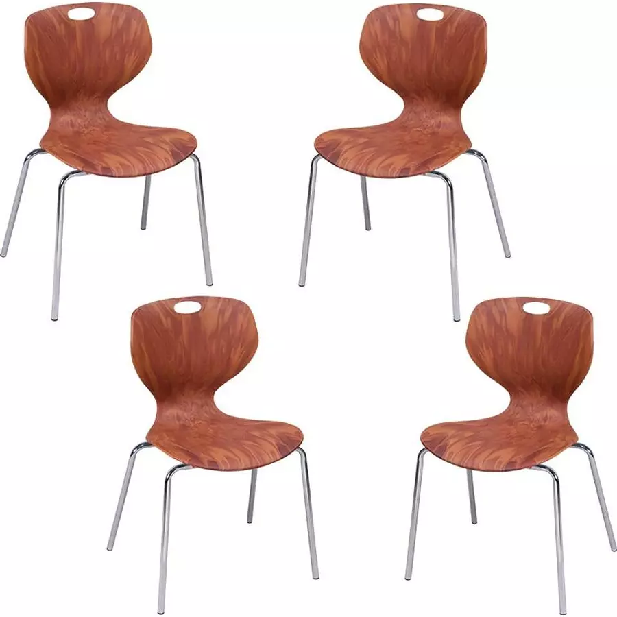Swagath Chair Armless Meduim Back Style Plastic Teakwood for Indoor, Outdoor & Cafeteria Use, BLOOM SS-L-TW-4 (Pack of 4 Pcs)