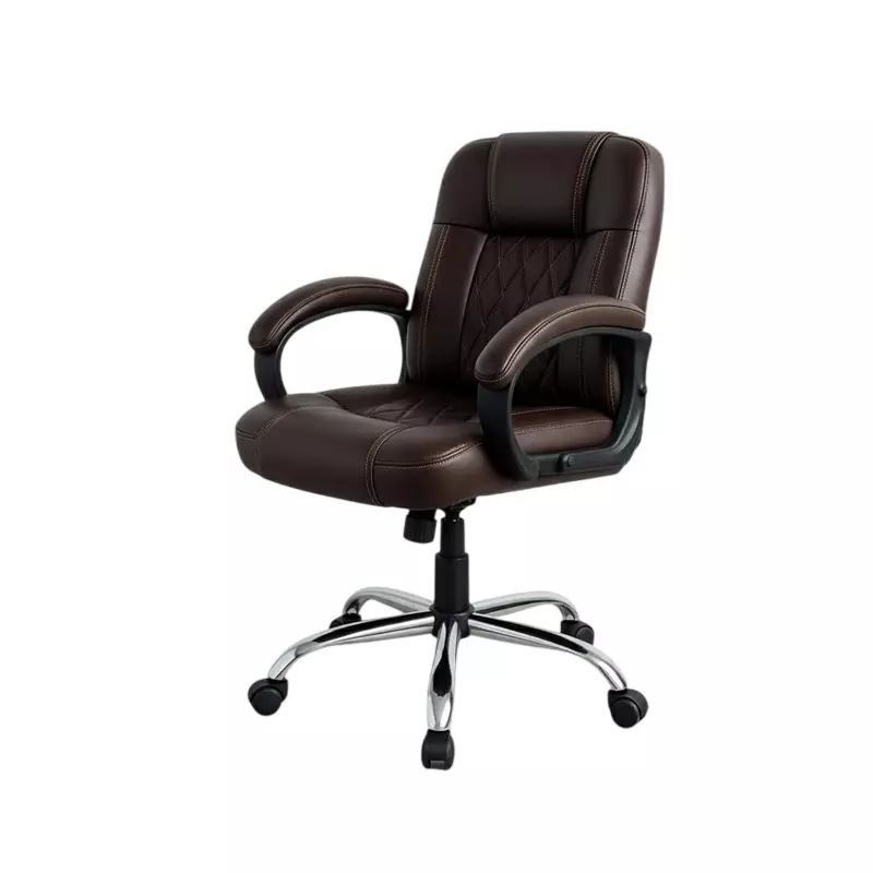 Activa Galaxy Ergonomic Chair with Padded Seat & Arm Rest Medium Back Leatherette Coffee for Home & Office Use