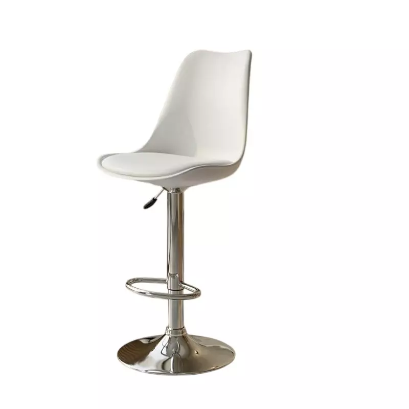 Activa Rapid Bar Stool Chair with Padded Seat & Footrest Low Back Polyester White for Kitchen, Home, Bar & Cafe