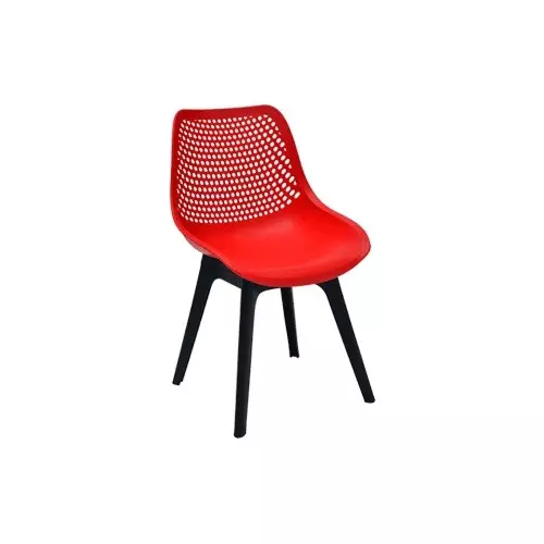 Italica Shell Series Plastic Armless Cafe Chair 150 Kg Load Capacity Red Color, 5208 (Set of 2)