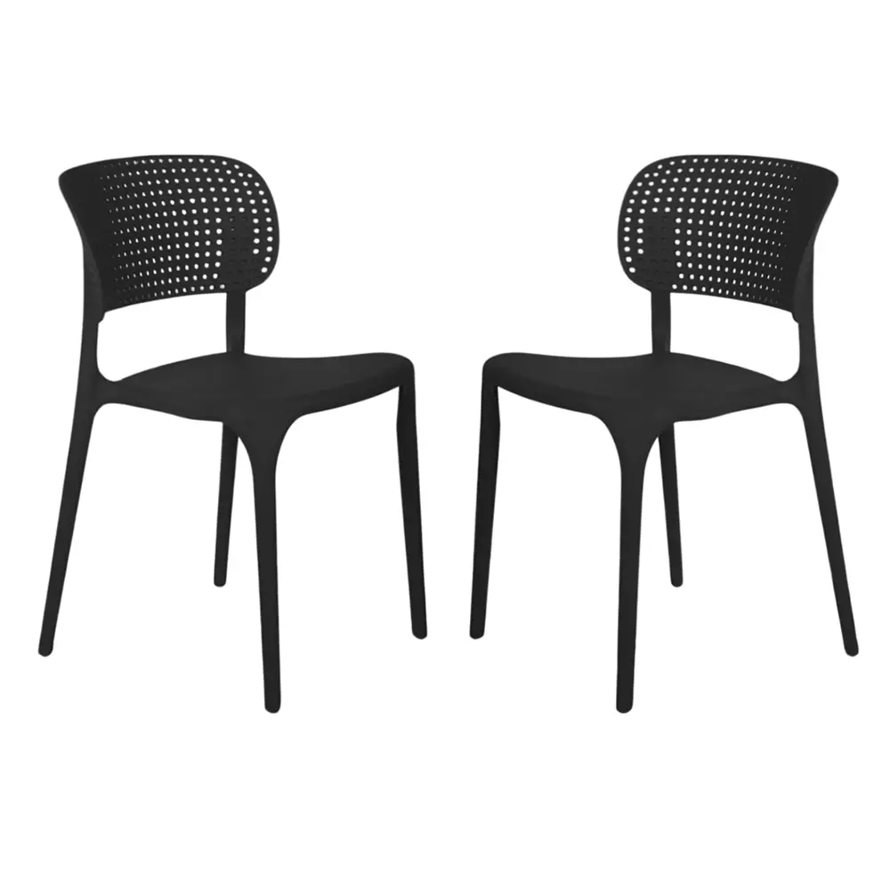 Rose Eva Cafe Elegant Chairs With Backrest Mid Back Black (Set of 2)