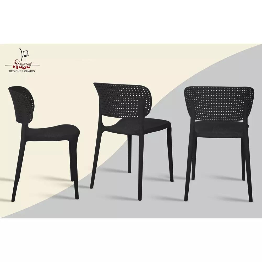 Rose Eva Cafe Elegant Chairs With Backrest Mid Back Black (Set of 2)