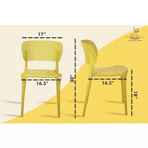 Rose Eva Cafe Elegant Chairs With Backrest Mid Back Yellow (Set of 4)