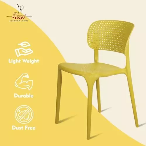Rose Eva Cafe Elegant Chairs With Backrest Mid Back Yellow (Set of 4)
