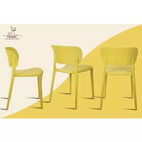 Rose Eva Cafe Elegant Chairs With Backrest Mid Back Yellow (Set of 4)