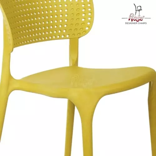 Rose Eva Cafe Elegant Chairs With Backrest Mid Back Yellow (Set of 4)