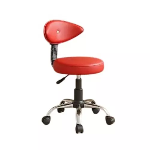 NEWTURN Metto Rolling Compact Chair Cushion Foam 5 Wheel Standard Size Metal Base Red Rexine Mid Back