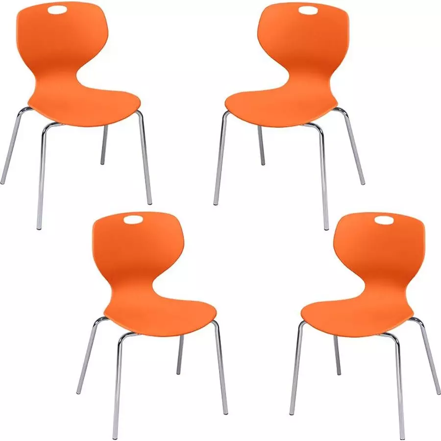Swagath Chair Armless Meduim Back Style Plastic Orange for Indoor, Outdoor & Cafeteria Use, BLOOM SS-L-OR-4 (Pack of 4 Pcs)
