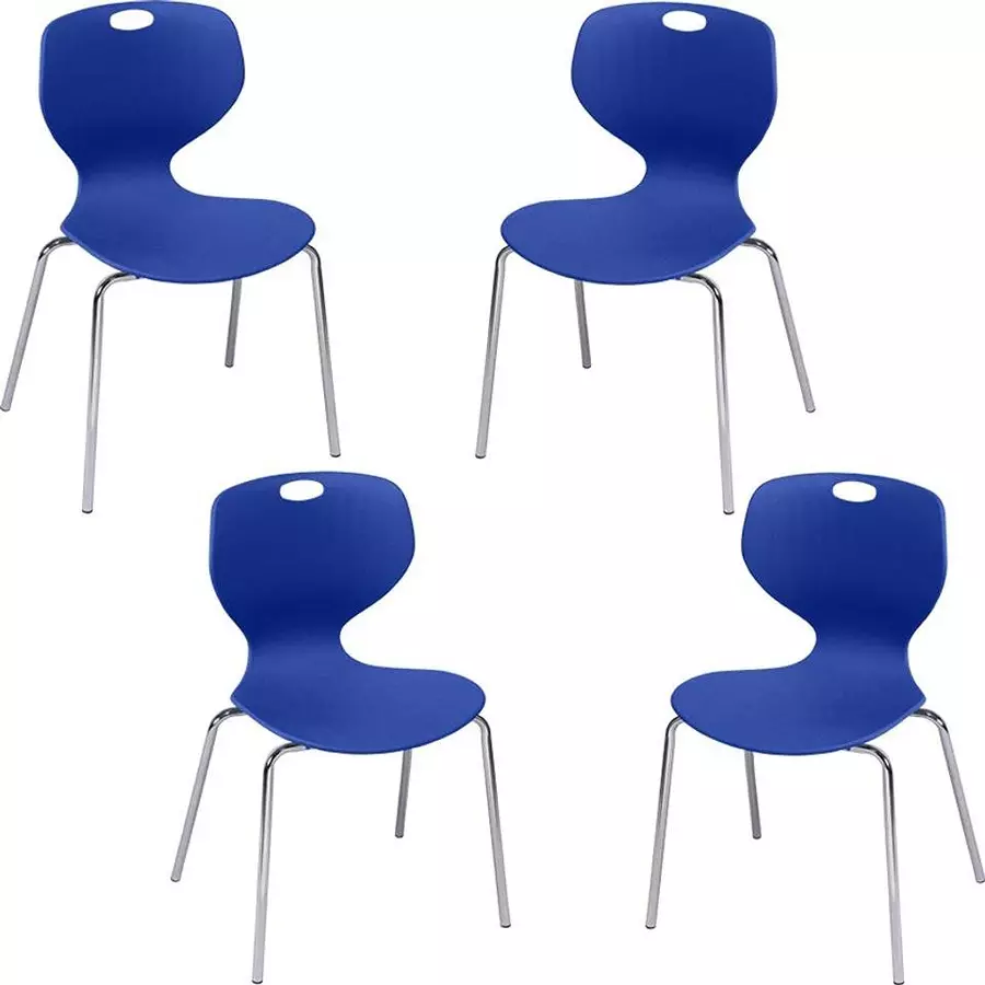 Swagath Chair Armless Meduim Back Style Plastic Azure Blue for Indoor, Outdoor & Cafeteria Use, BLOOM SS-L-AZB-4 (Pack of 4 Pcs)