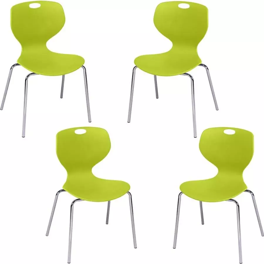 Swagath Chair Armless Meduim Back Style Plastic Amaze Green for Indoor, Outdoor & Cafeteria Use, BLOOM SS-L-AGRN-4 (Pack of 4 Pcs)