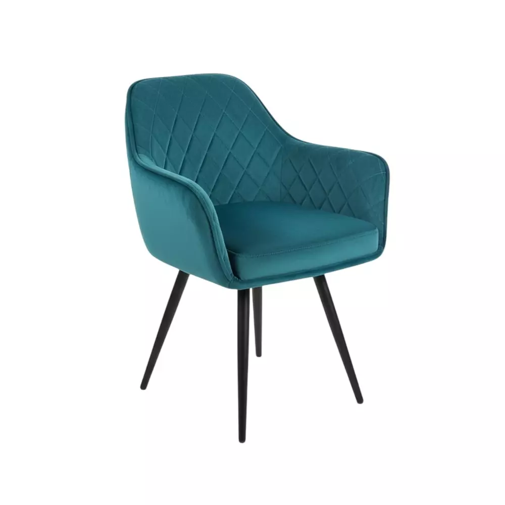 Activa Daisy Chair with Padded Seat & Arm Rest Medium Back Velvet Teal for Living Room & Lounge