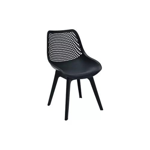 Italica Shell Series Plastic Armless Cafe Chair 150 Kg Load Capacity Black Color, 5208 (Set of 2)