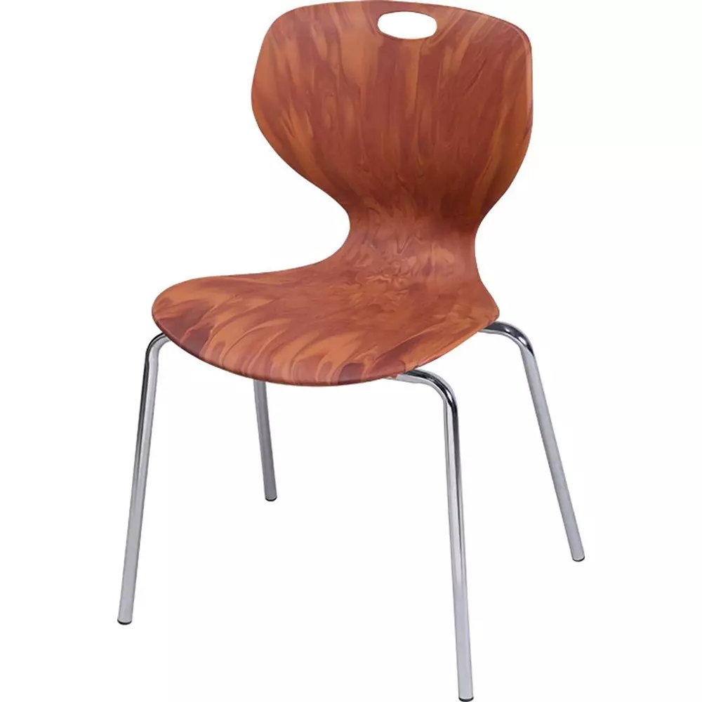 Swagath Chair Armless Meduim Back Style Plastic Teakwood for Indoor, Outdoor & Cafeteria Use, BLOOM SS-L-TW-1