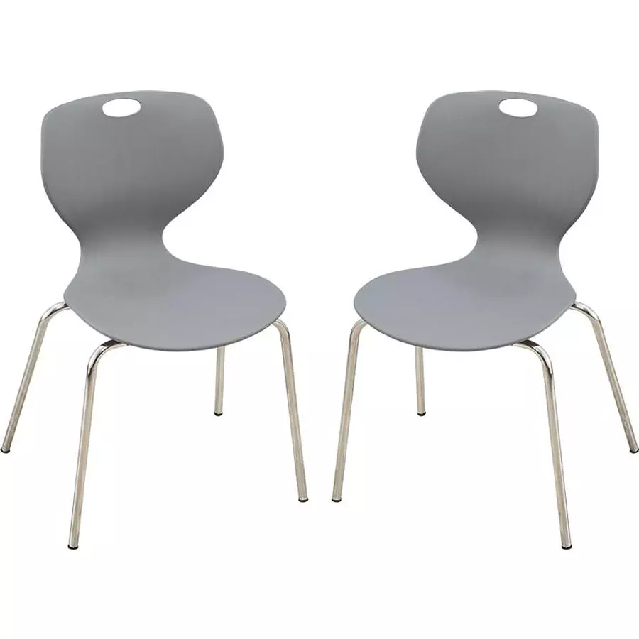 Swagath Chair Armless Meduim Back Style Plastic Grey for Indoor, Outdoor & Cafeteria Use, BLOOM SS-L-GRY-2 (Pack of 2 Pcs)
