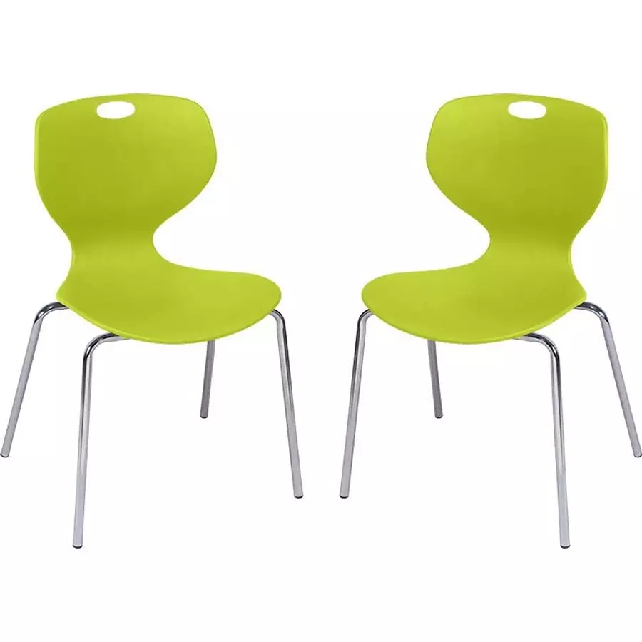 Swagath Chair Armless Meduim Back Style Plastic Amaze Green for Indoor, Outdoor & Cafeteria Use, BLOOM SS-L-AGRN-2 (Pack of 2 Pcs)