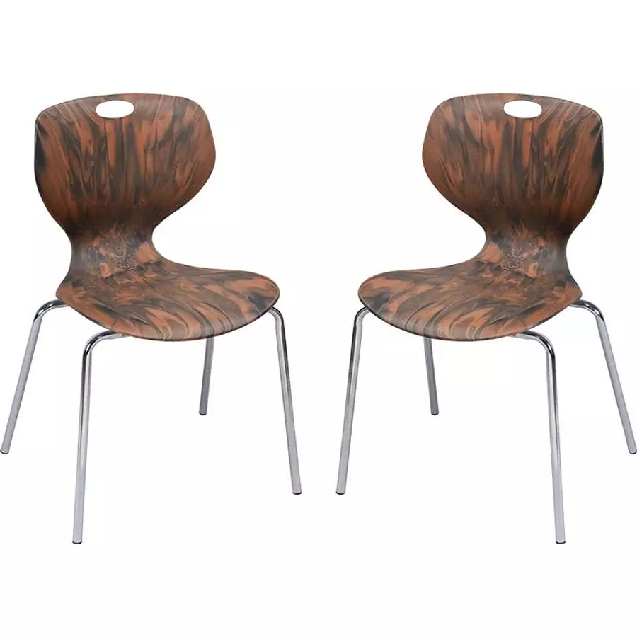 Swagath Chair Armless Meduim Back Style Plastic Wenge for Indoor, Outdoor & Cafeteria Use, BLOOM SS-L-WNG-2 (Pack of 2 Pcs)