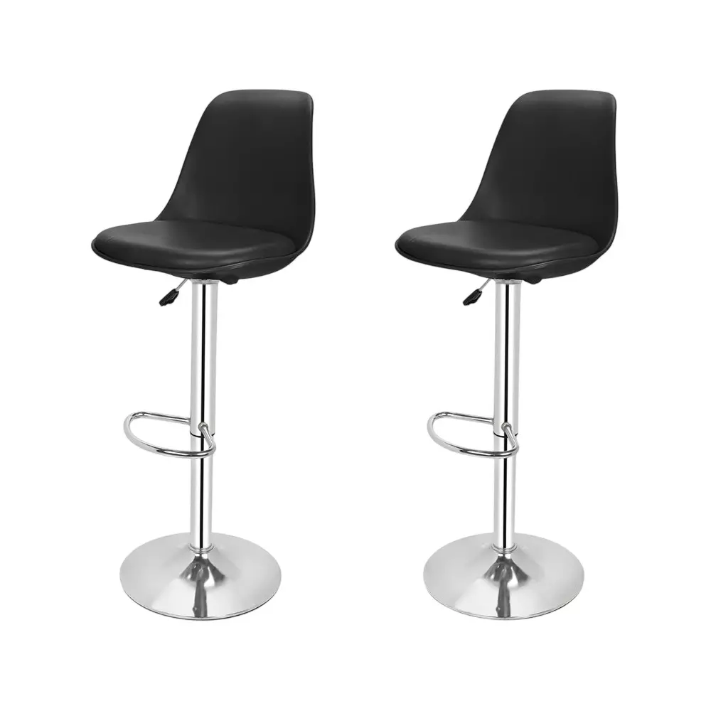 Activa Rapid Bar Stool Chair with Padded Seat & Footrest Low Back Polyester Black for Kitchen, Home, Bar & Cafe (Pack of 2 Pcs)