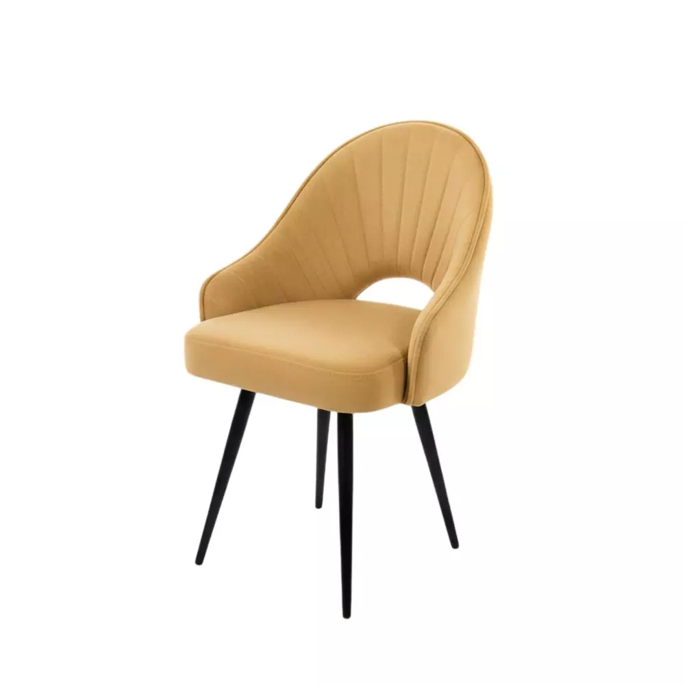 Activa Rosy Multipurpose Chair with Anti Slip Legs Curved Mid Back Velvet Beige for Kitchen, Home, Bar & Cafe