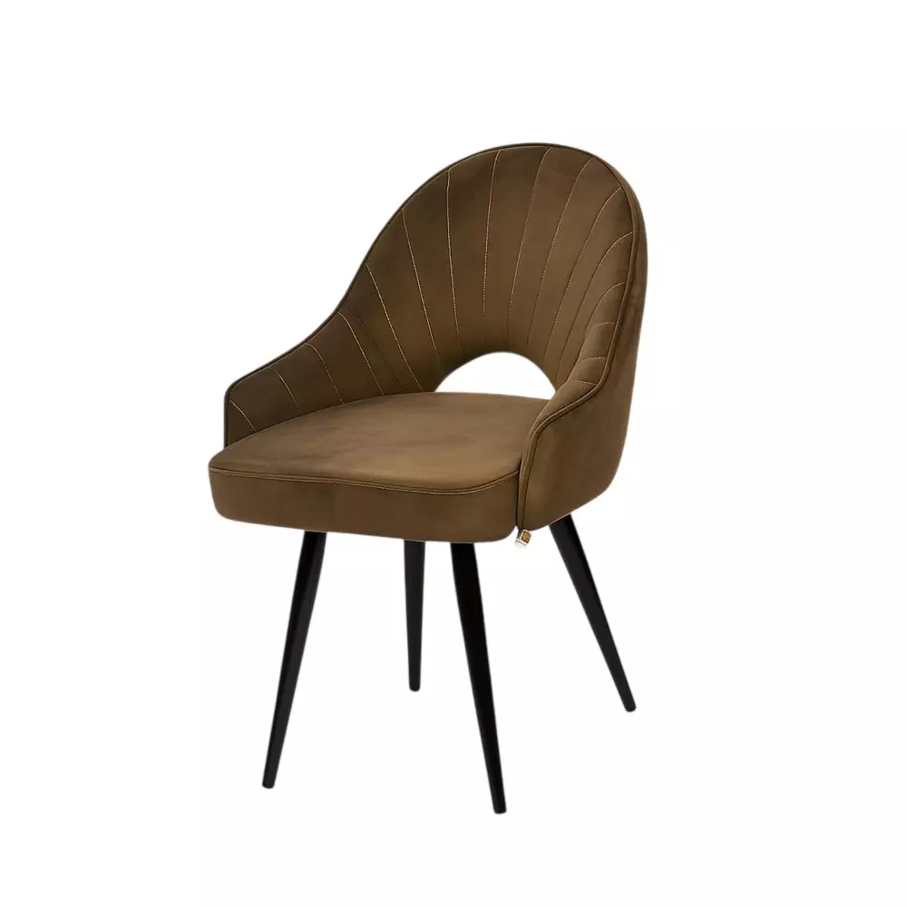 Activa Rosy Multipurpose Chair with Anti Slip Legs Curved Mid Back Velvet Choco for Kitchen, Home, Bar & Cafe