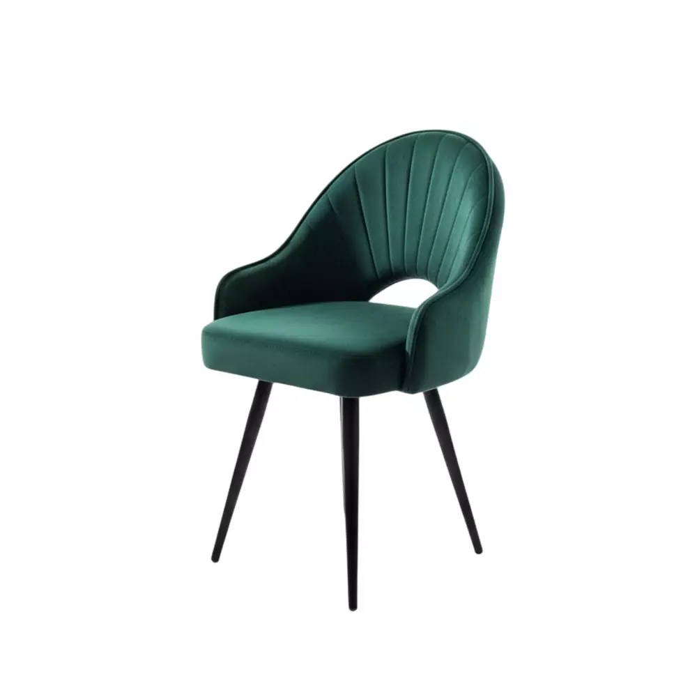 Activa Rosy Multipurpose Chair with Anti Slip Legs Curved Mid Back Velvet Forest Green for Kitchen, Home, Bar & Cafe