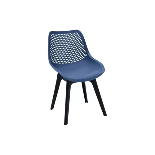 Italica Shell Series Plastic Armless Cafe Chair 150 Kg Load Capacity Denim Color, 5208 (Set of 4)
