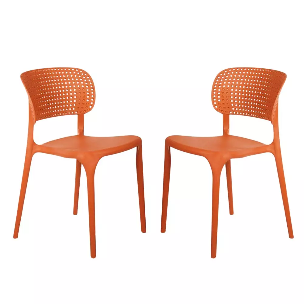 Rose Eva Cafe Elegant Chairs With Backrest Mid Back Orange (Set of 2)