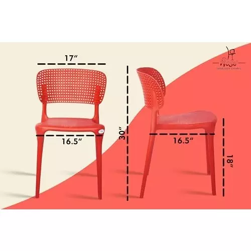 Rose Eva Cafe Elegant Chairs With Backrest Mid Back Red (Set of 4)