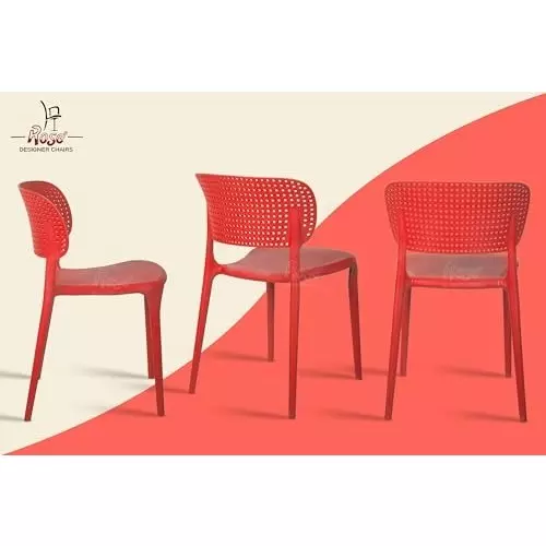 Rose Eva Cafe Elegant Chairs With Backrest Mid Back Red (Set of 4)