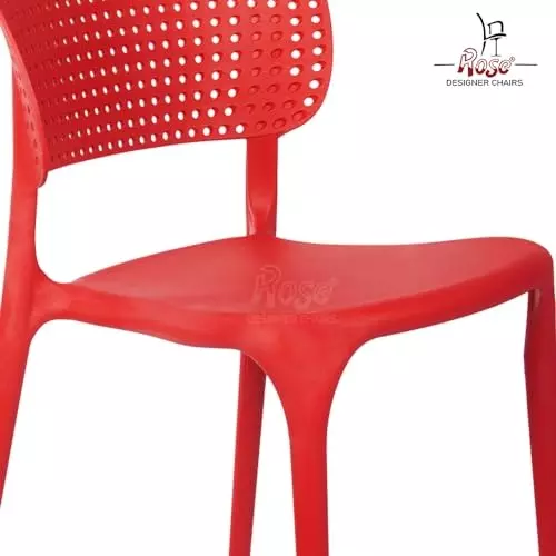 Rose Eva Cafe Elegant Chairs With Backrest Mid Back Red (Set of 4)