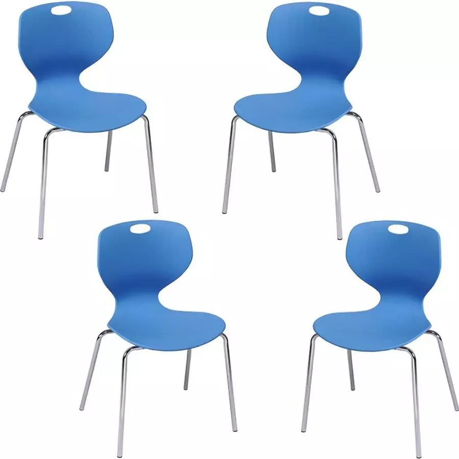 Swagath Chair Armless Meduim Back Style Plastic Light Blue for Indoor, Outdoor & Cafeteria Use, BLOOM SS-L-LBL-4 (Pack of 4 Pcs)