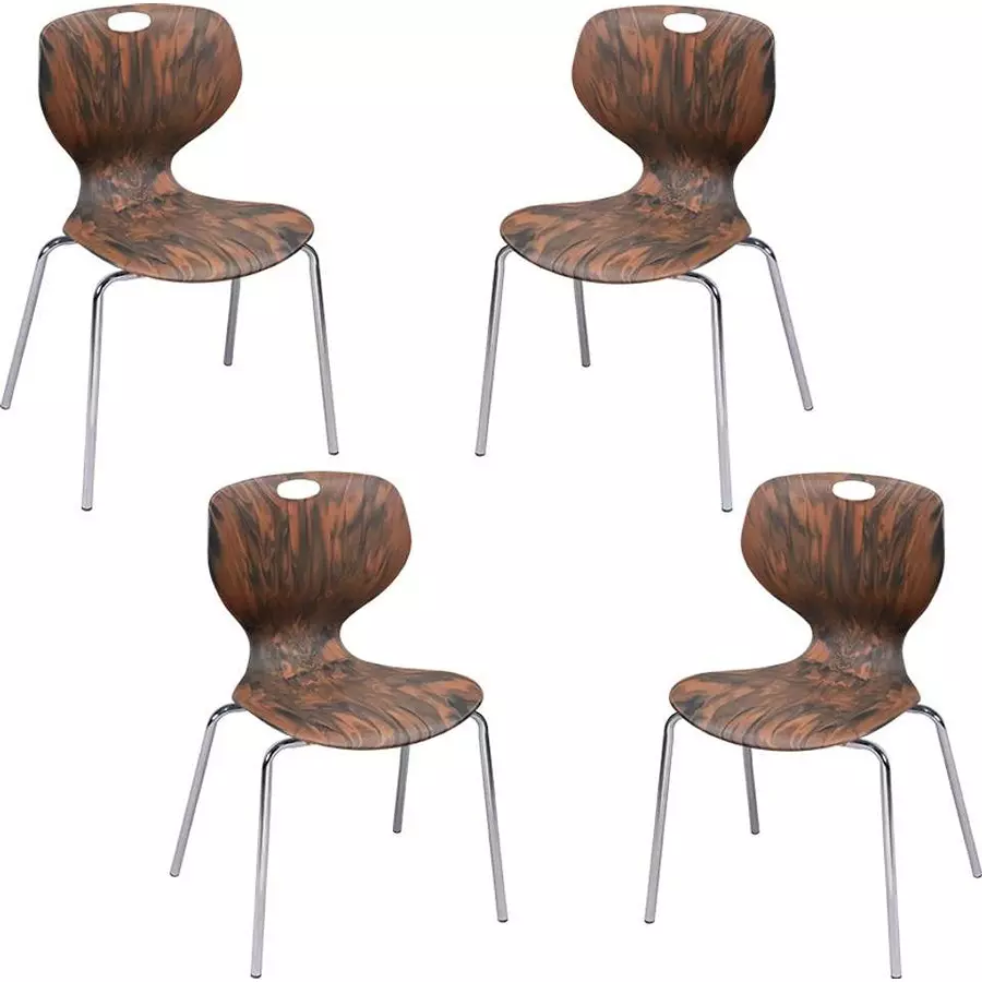 Swagath Chair Armless Meduim Back Style Plastic Wenge for Indoor, Outdoor & Cafeteria Use, BLOOM SS-L-WNG-4 (Pack of 4 Pcs)
