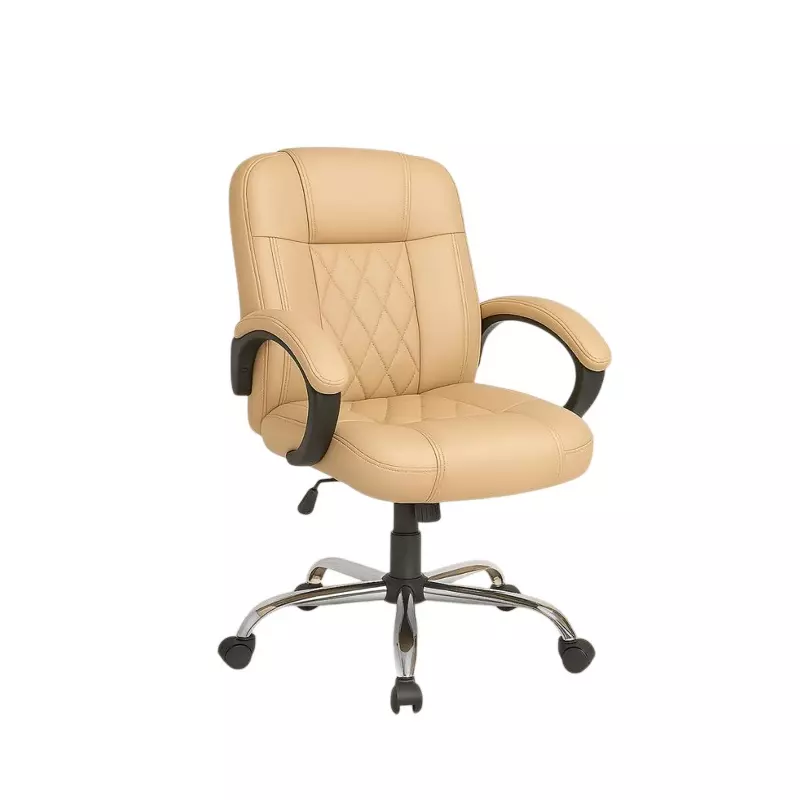 Activa Galaxy Ergonomic Chair with Padded Seat & Arm Rest Medium Back Leatherette Beige for Home & Office Use