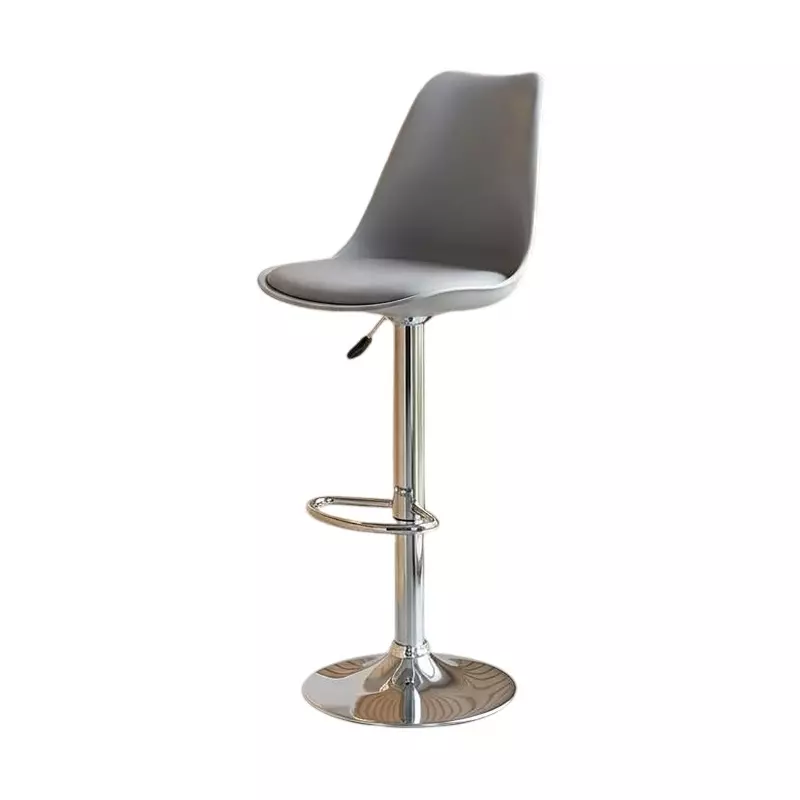 Activa Rapid Bar Stool Chair with Padded Seat & Footrest Low Back Polyester Grey for Kitchen, Home, Bar & Cafe