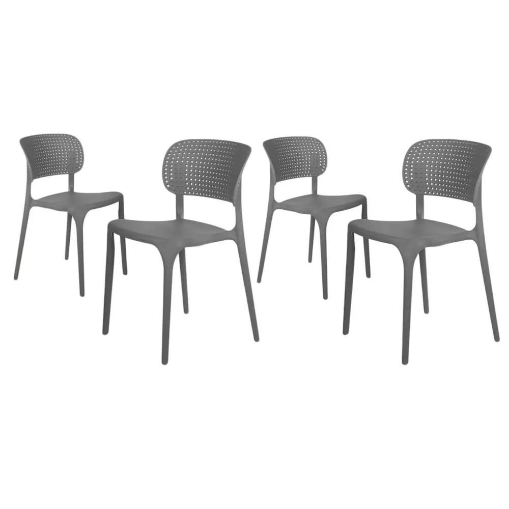Rose Eva Cafe Elegant Chairs With Backrest Mid Back Grey (Set of 4)