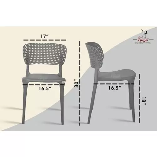 Rose Eva Cafe Elegant Chairs With Backrest Mid Back Grey (Set of 4)