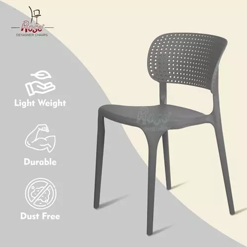 Rose Eva Cafe Elegant Chairs With Backrest Mid Back Grey (Set of 4)