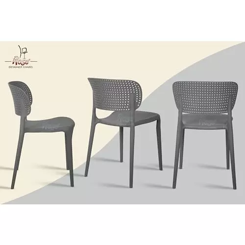 Rose Eva Cafe Elegant Chairs With Backrest Mid Back Grey (Set of 4)