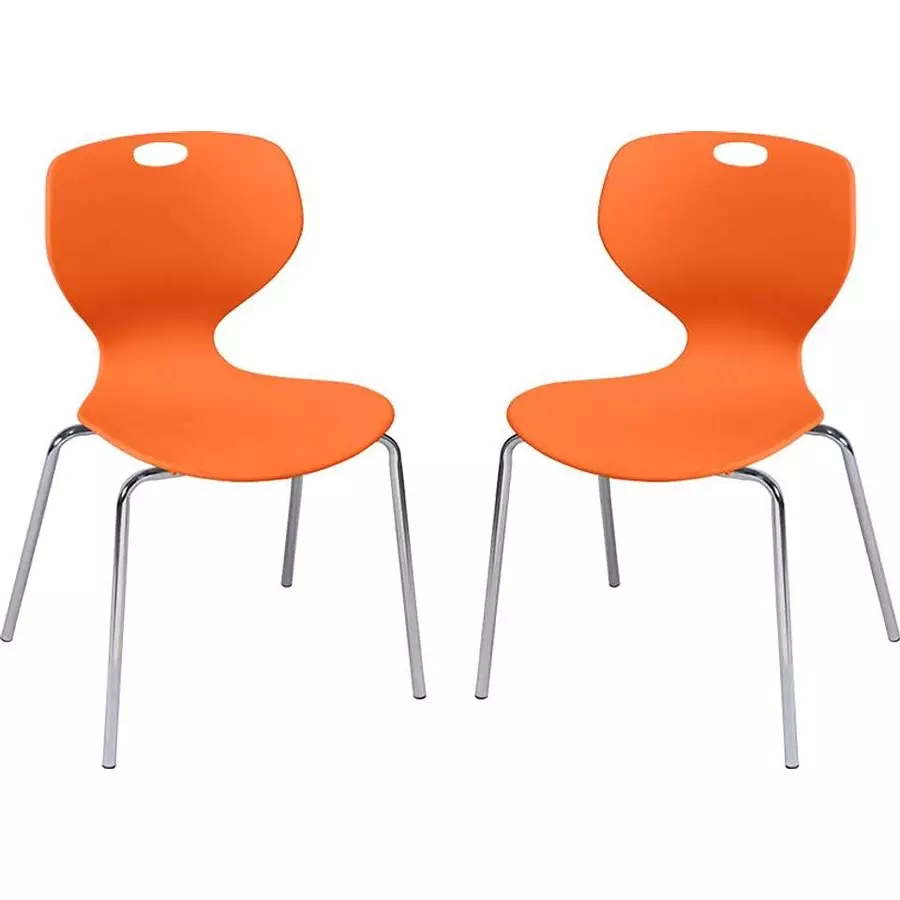 Swagath Chair Armless Meduim Back Style Plastic Orange for Indoor, Outdoor & Cafeteria Use, BLOOM SS-L-OR-2 (Pack of 2 Pcs)