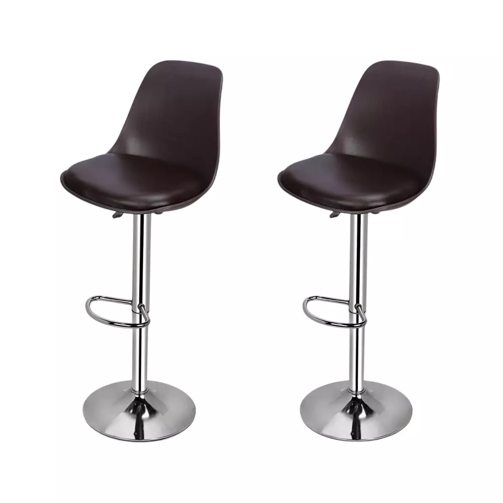 Activa Rapid Bar Stool Chair with Padded Seat & Footrest Low Back Polyester Brown for Kitchen, Home, Bar & Cafe (Pack of 2 Pcs)