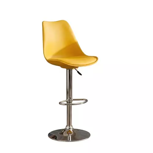Activa Rapid Bar Stool Chair with Padded Seat & Footrest Low Back Polyester Yellow for Kitchen, Home, Bar & Cafe