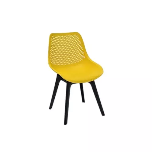 Italica Shell Series Plastic Armless Cafe Chair 150 Kg Load Capacity Yellow Color, 5208 (Set of 4)