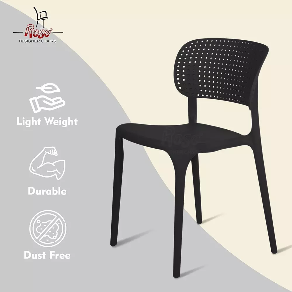 Rose Eva Cafe Elegant Chairs With Backrest Mid Back Black (Set of 4)