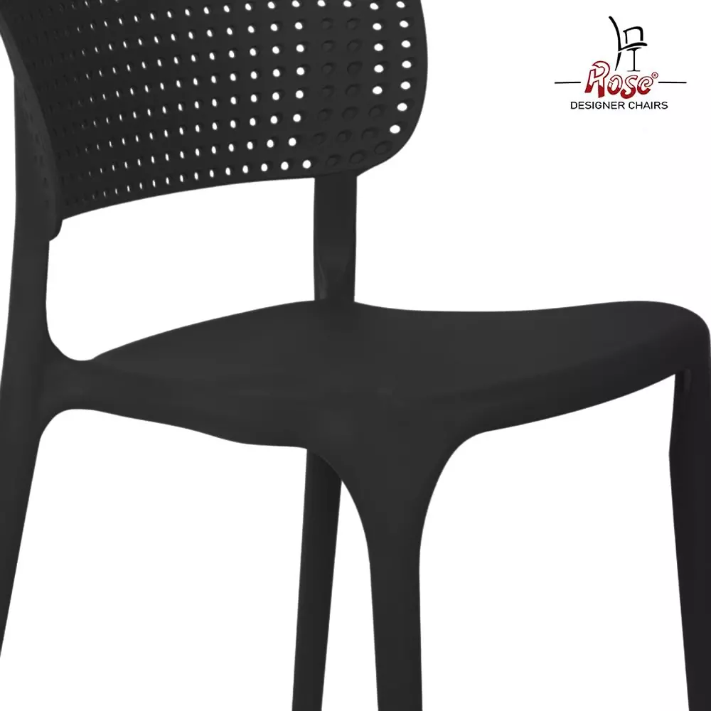Rose Eva Cafe Elegant Chairs With Backrest Mid Back Black (Set of 4)