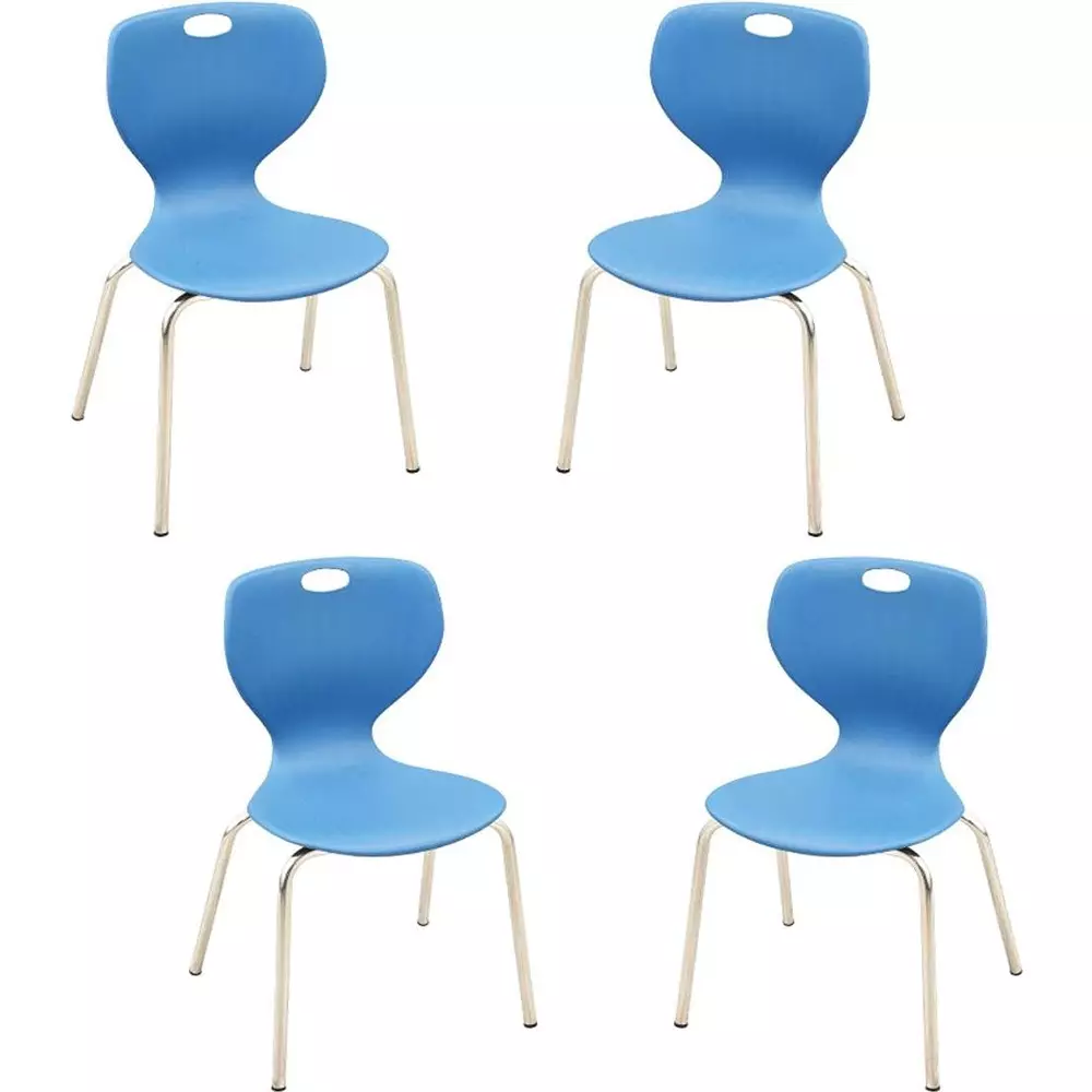 Swagath Chair Armless Meduim Back Style Plastic Light Blue for Indoor, Outdoor & Cafeteria Use, BLOOM SS-SML-LBL-4 (Pack of 4 Pcs)