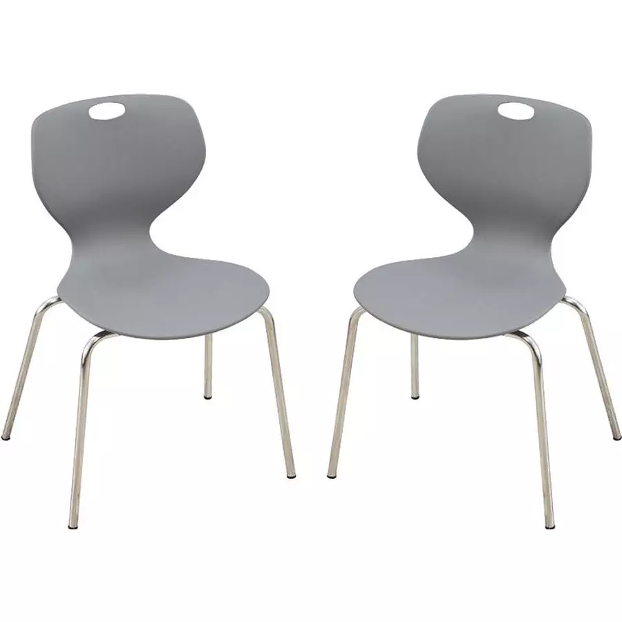 Swagath Chair Armless Meduim Back Style Plastic Grey for Indoor, Outdoor & Cafeteria Use, BLOOM SS-M-GRY-2 (Pack of 2 Pcs)